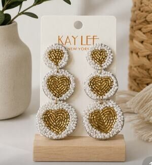 Kay Lee White Gold Heart Earrings New